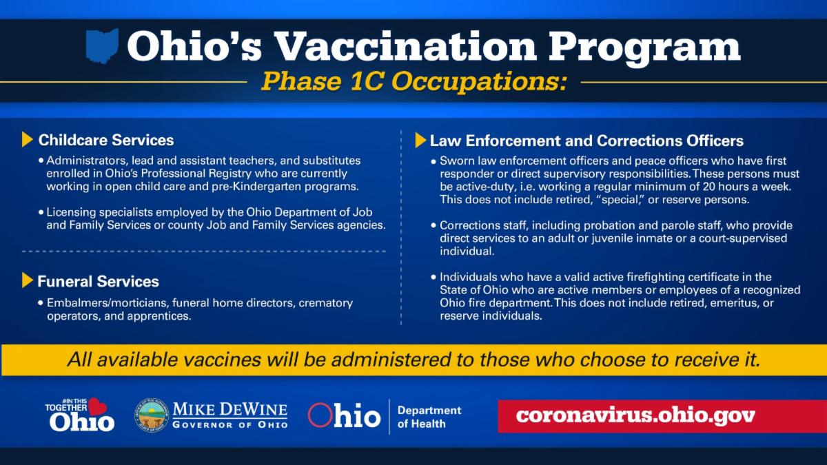 Follow the hyperlink to read the full press release from the Ohio Department of Health on the expanded vaccine eligibility criteria 