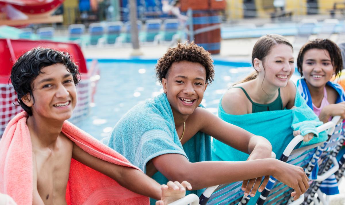 Middle school kids at the pool