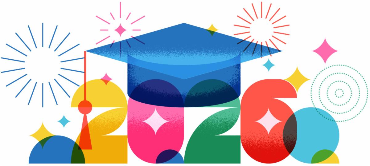 Graphic of 2026 and Graduation Cap