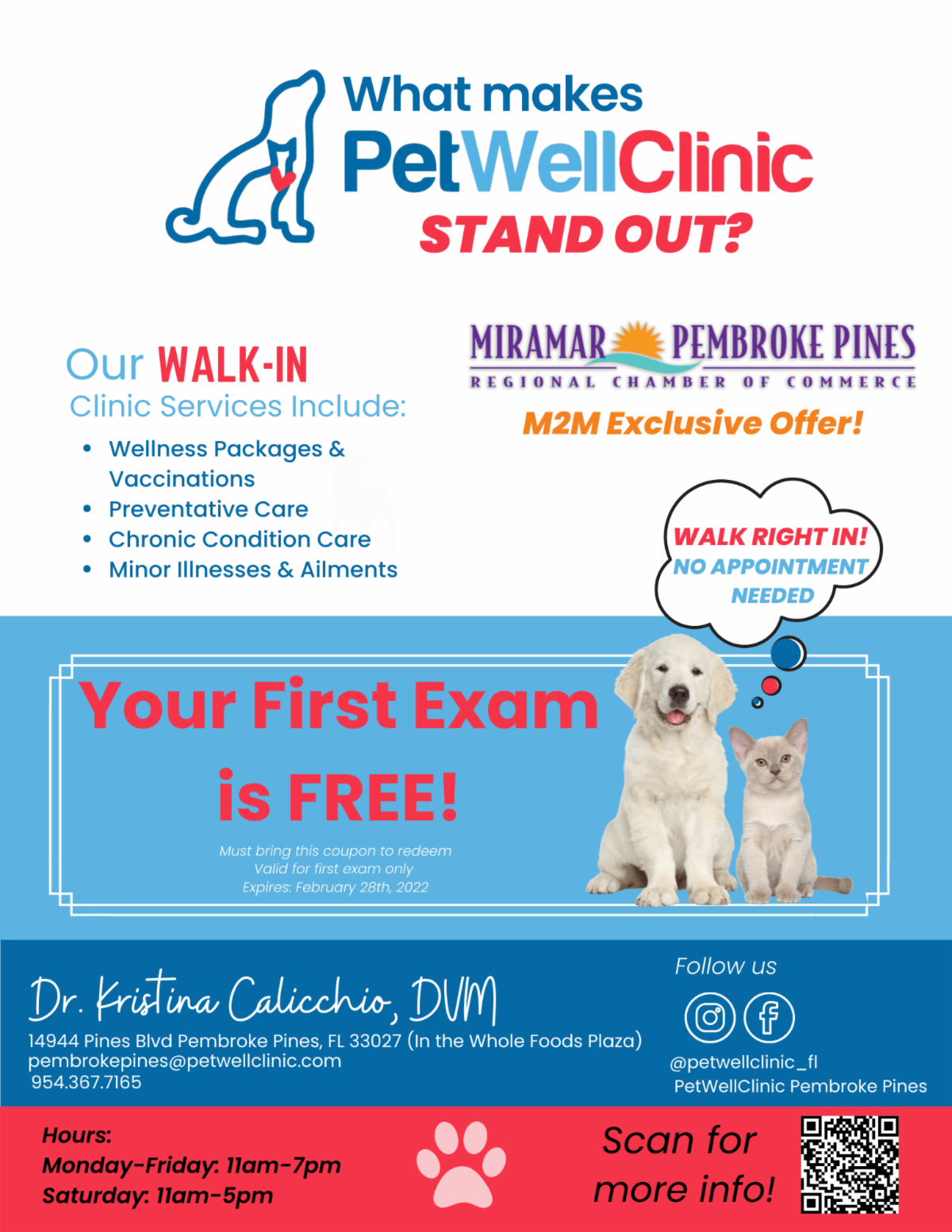 M2M WalkIn, Affordable Vet Care PetWellClinic Now Open!