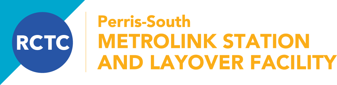 Image of the Riverside Country Transportation Commission (RCTC) Perris-South Metrolink Station Logo