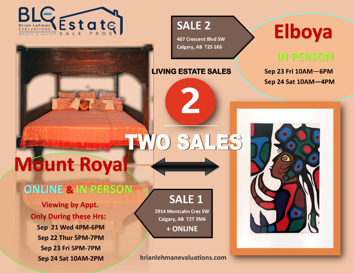 😁 2 LIVING ESTATE SALES! "MOUNT ROYAL" & "ELBOYA"