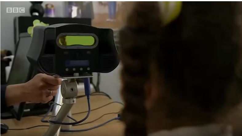 PHOTO of IrisGuard iris detection system in action. From BBC Click video. 