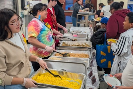 montview students and staff serving food at black history month celebration