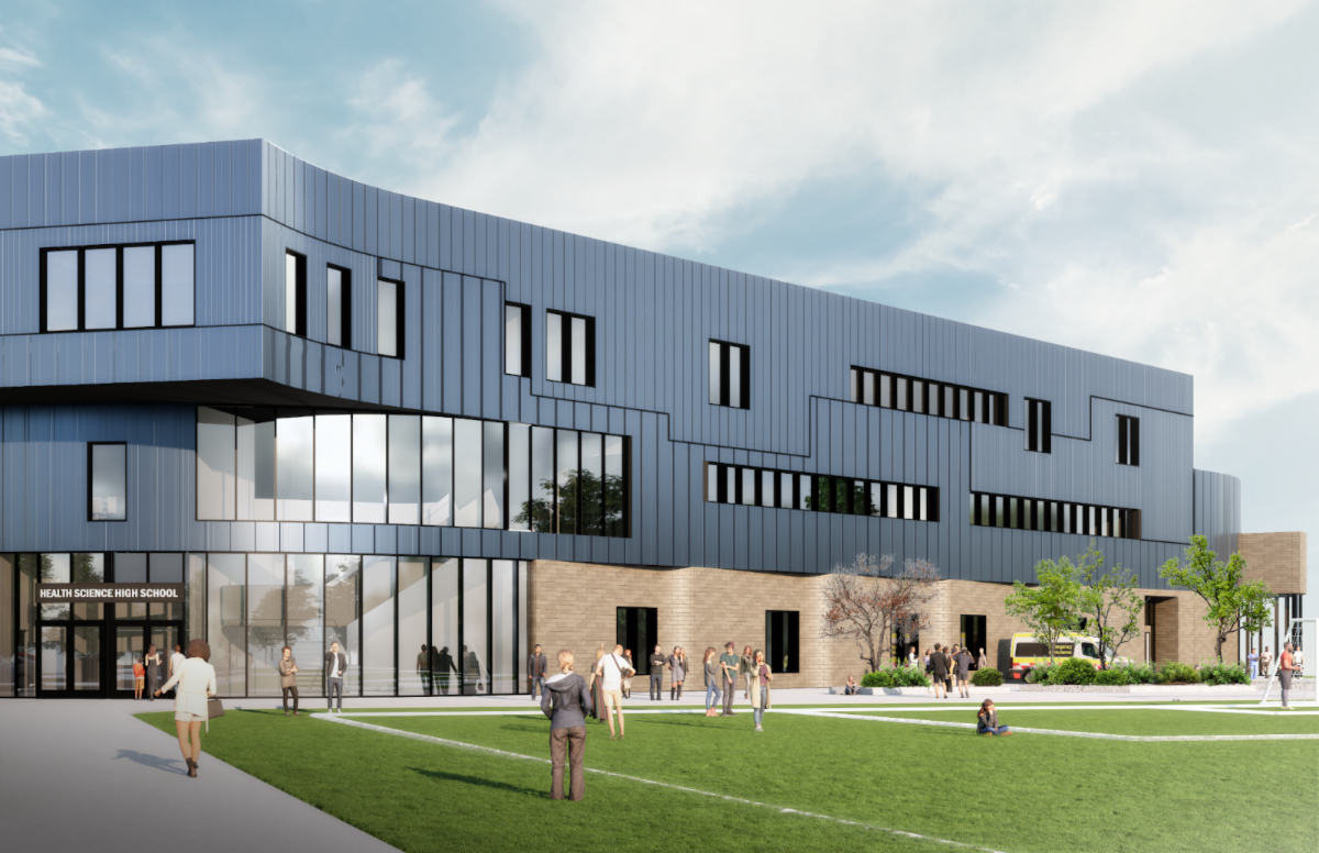 architectural drawing of new health high school