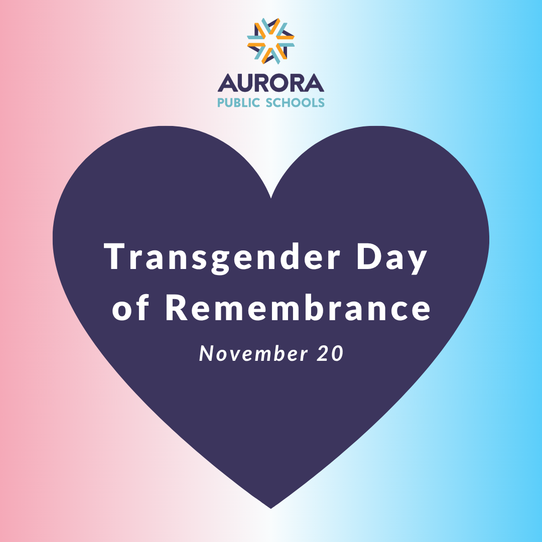 Transgender Day of Remembrance Graphic 2025-26 with drawing of a heart and the APS logo
