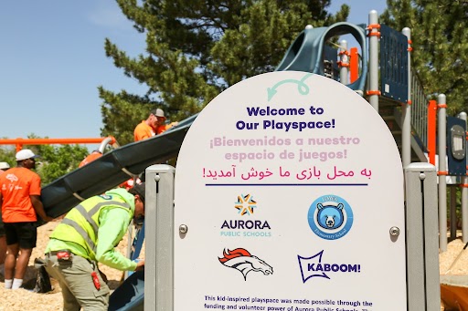 Iowa Playground with welcome sign