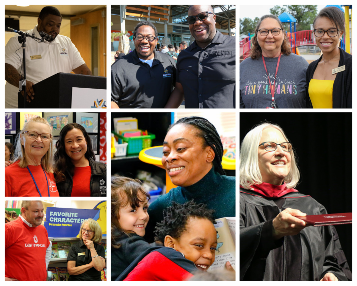 photo collage of aps board members out in the community