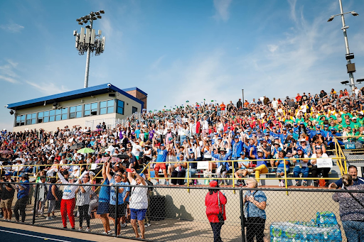 APS All-Staff Kick-Off members in the stands at APS Stadium