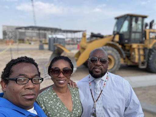 board members carter and keke and supt giles at groundbreaking
