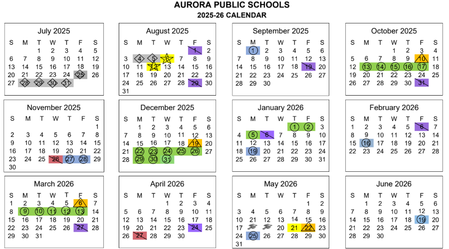 screenshot of district calendar for 2025-26