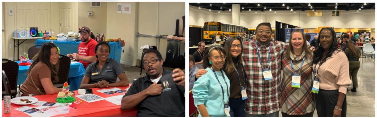 Board members attending the CASB Conference in two side by side photos