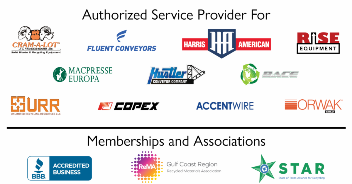 Providing service for most makes and models of recycling equipment. Member BBB STAR and GC ReMA