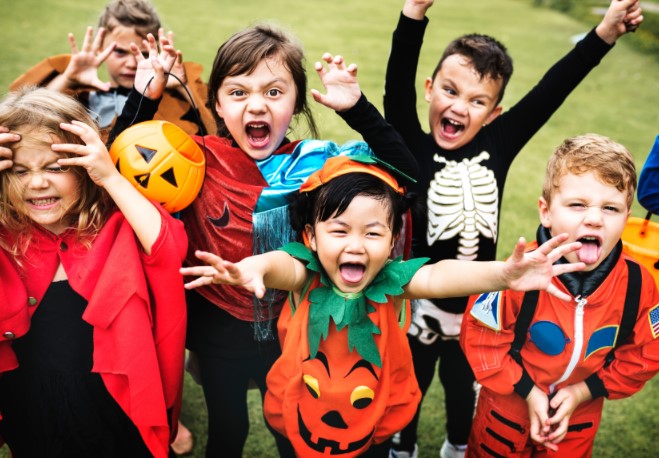Kids in costumes