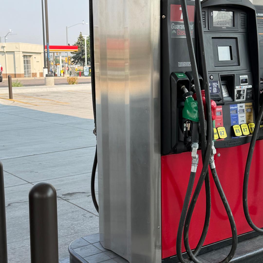 Gas station with link to survey
