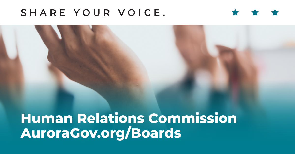 Graphic with the text Human Relation Commission links to page with more information