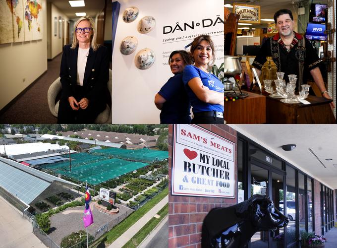 Business owners smiling at camera and images of various businesses links to page with more information