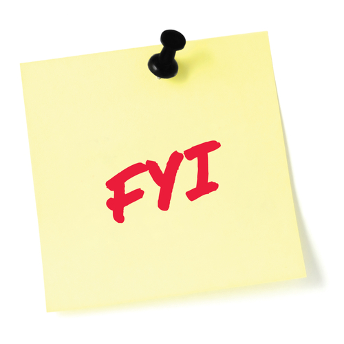 For your information FYI red marker written text isolated yellow post-it to-do list sticky note sticker black pushpin thumbtack macro closeup bulletin info concept metaphor reminder memo close-up