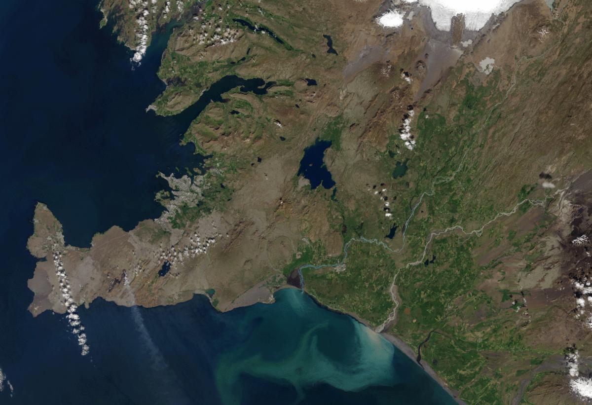 Natural-color Landsat 8 image of Iceland acquired July 28, 2023.