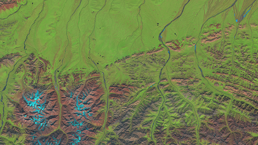 Landsat 9 Image of the Beaufort Sea shoreline at the Alaska and Canadian border. 