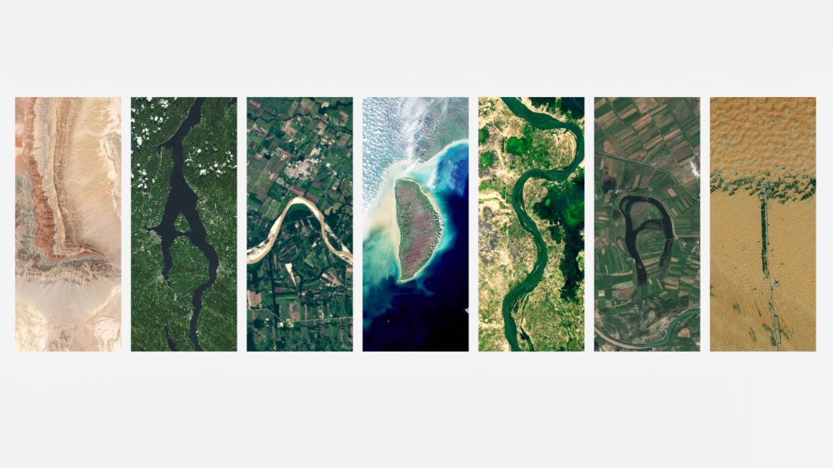 The word "LANDSAT" spelled out in letters from Landsat imagery.