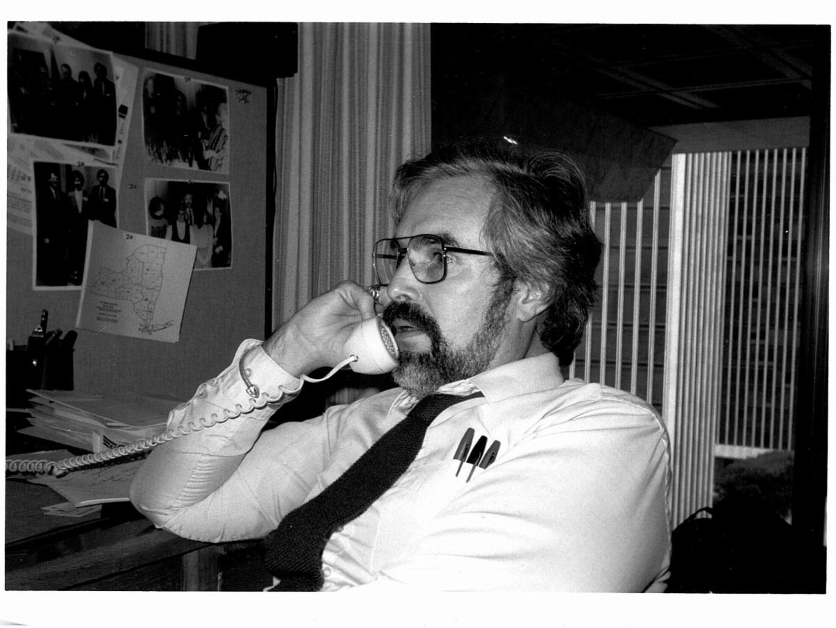 Bob Arnold, on a phone conversation, Black & White Photo