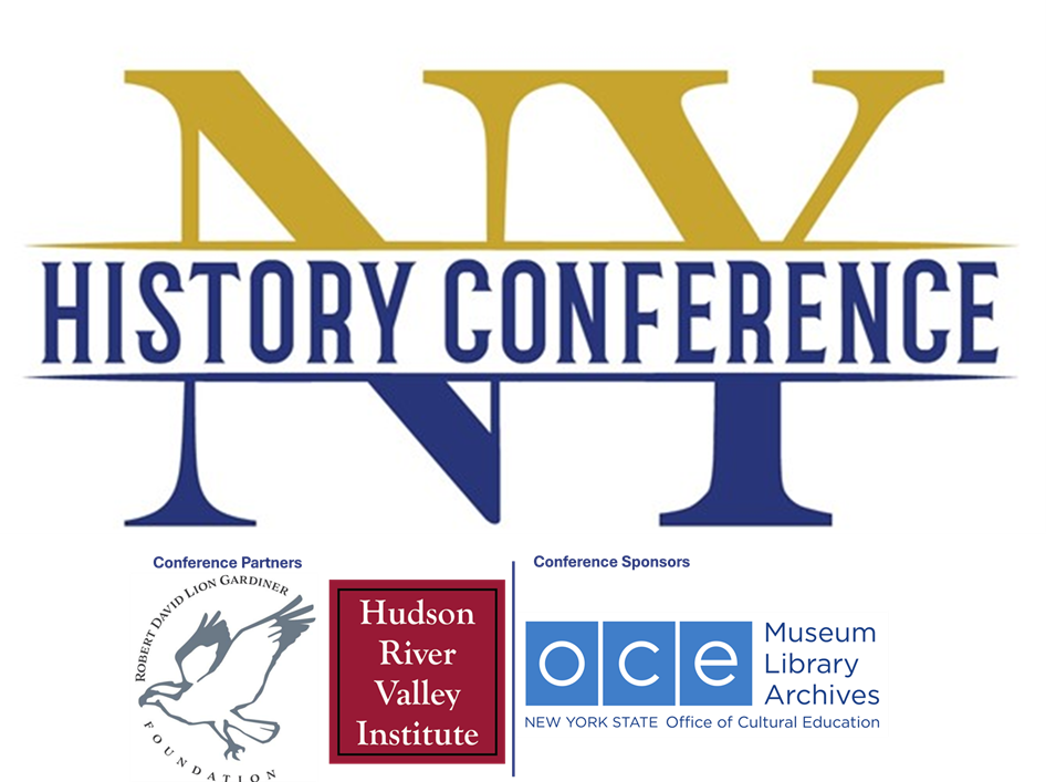 New York History Conference logo with sponsors: OCE, Hudson River Valley Institute, Pomeroy Foundation