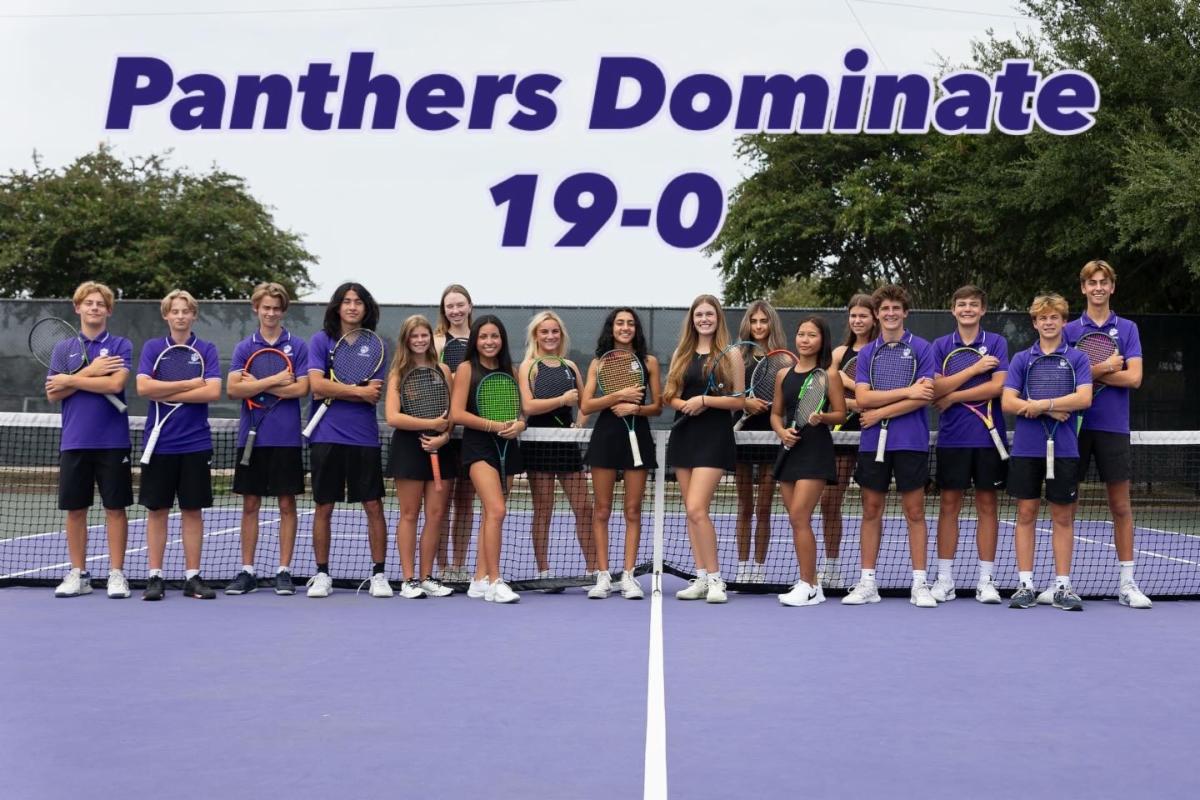 tennis team at net