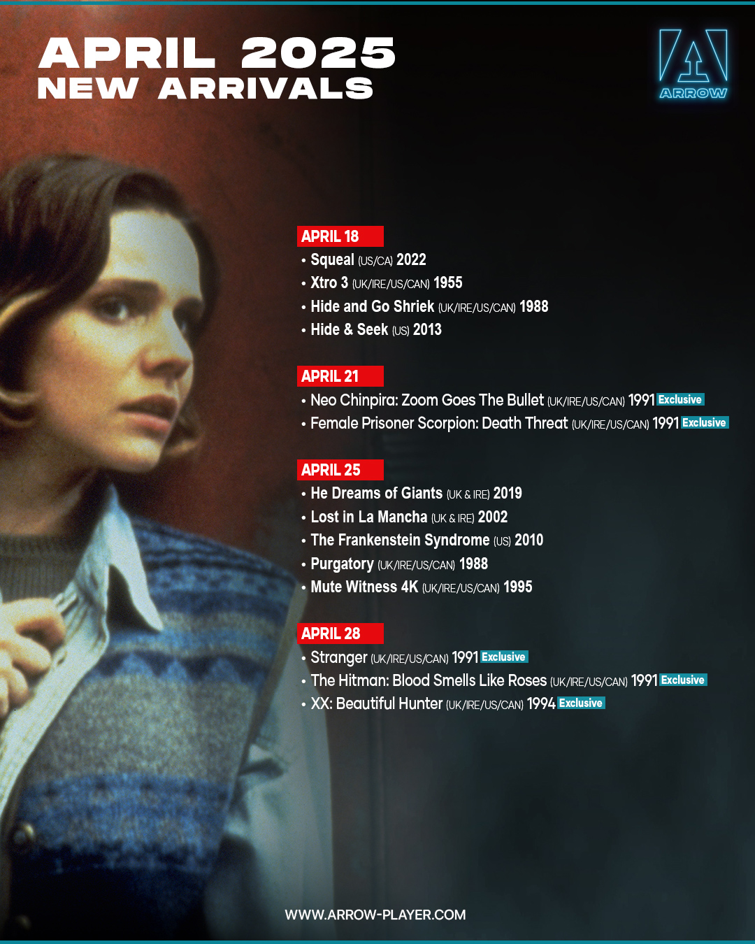 Arrow Video Announces April 2025 Streaming Schedule