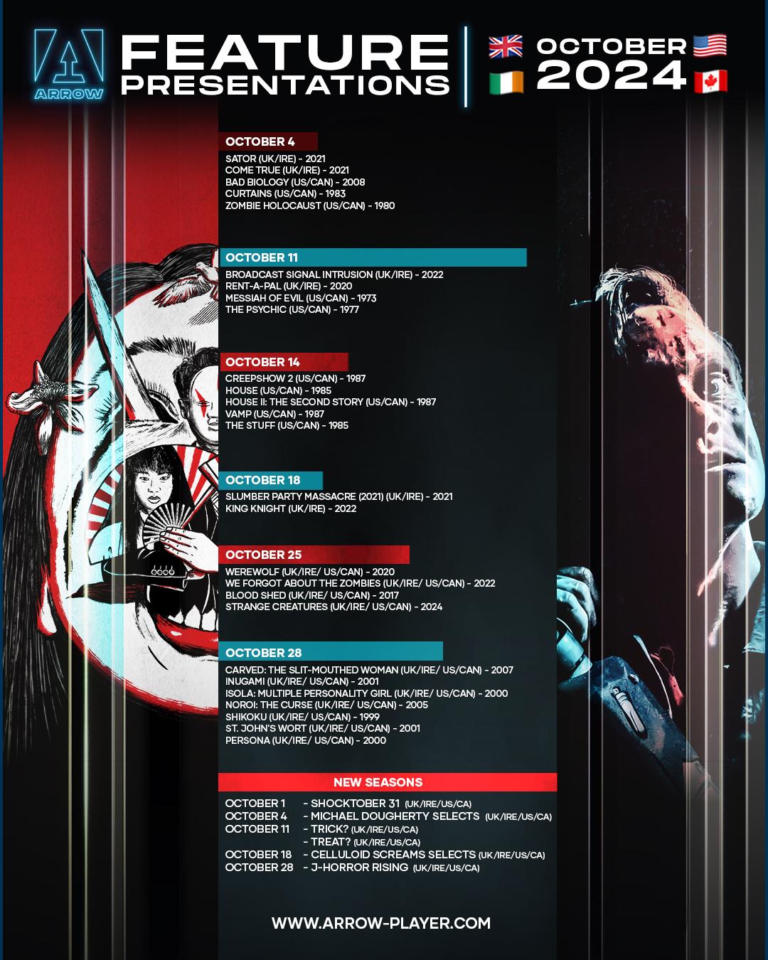 Arrow Announces October 2024 Streaming Lineup