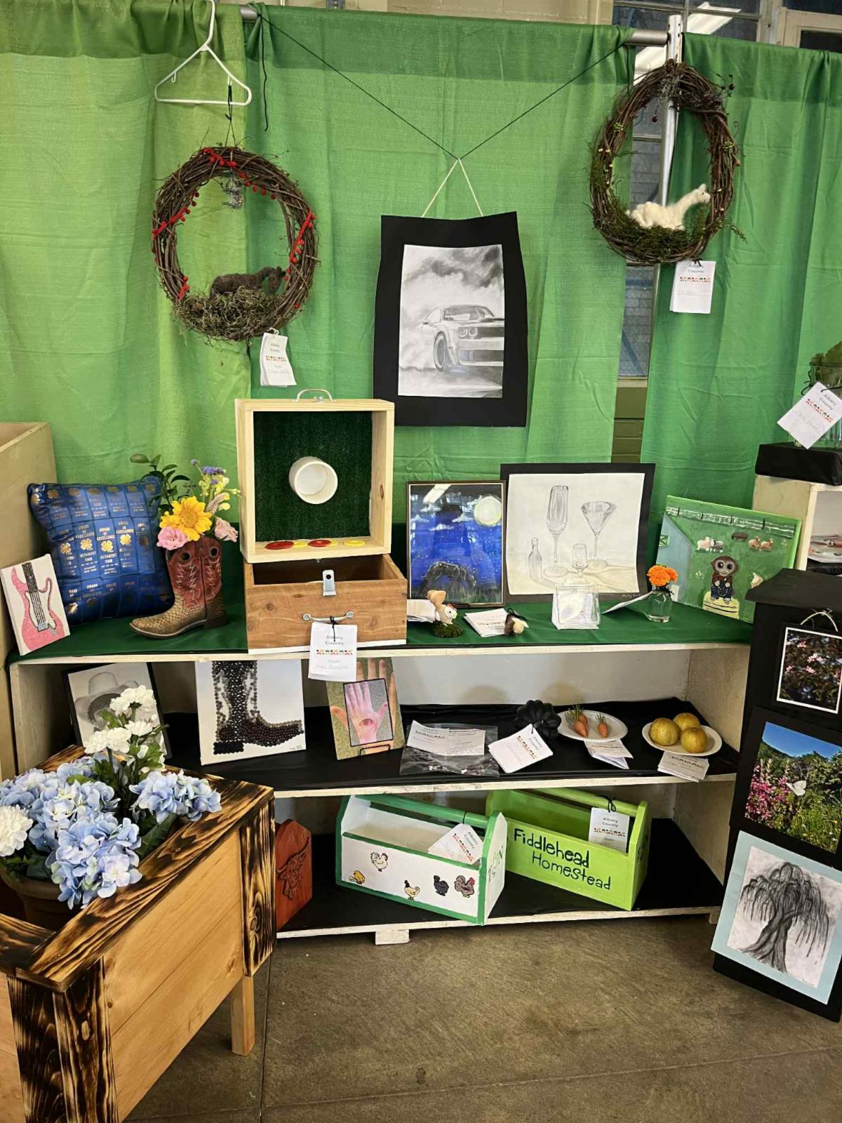 state fair display shelf with 4h projects