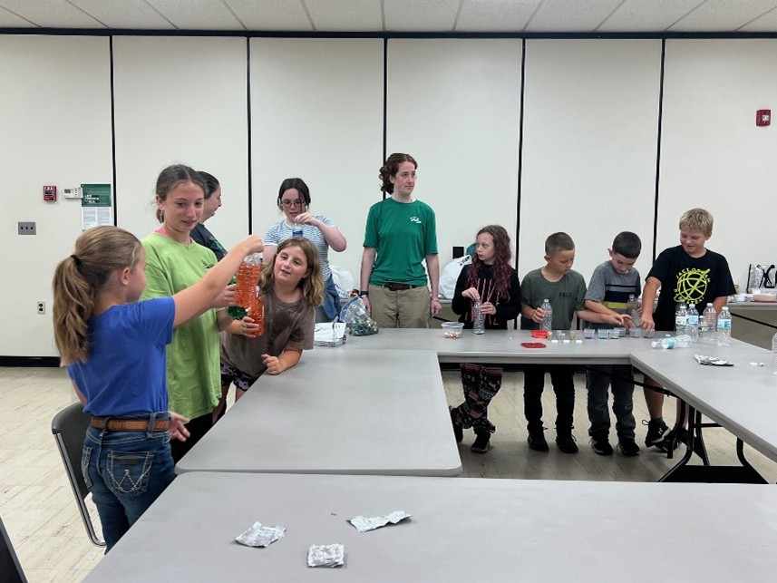 kids and volunteers creating sensory items for the altamont fair