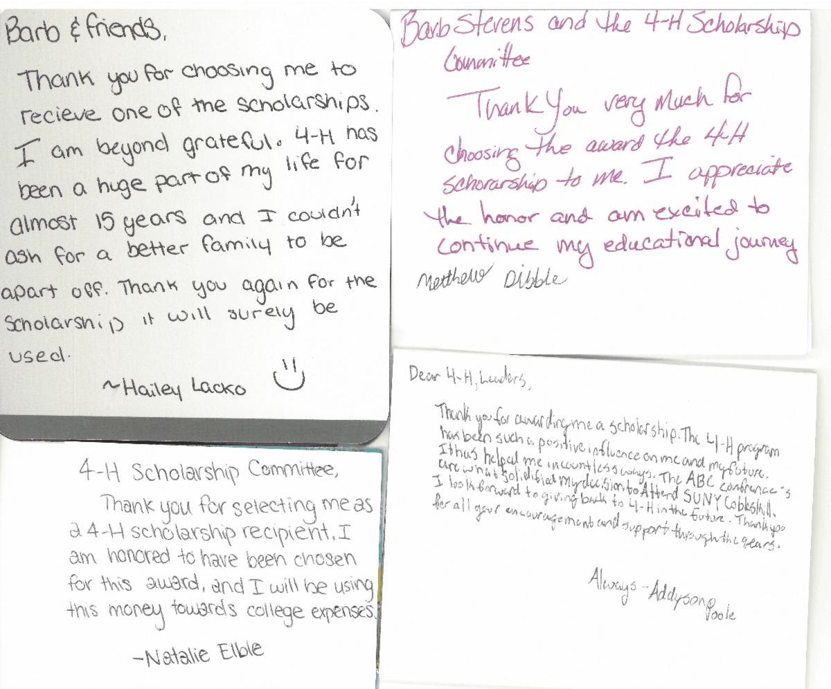 collage of scholarship thank you notes