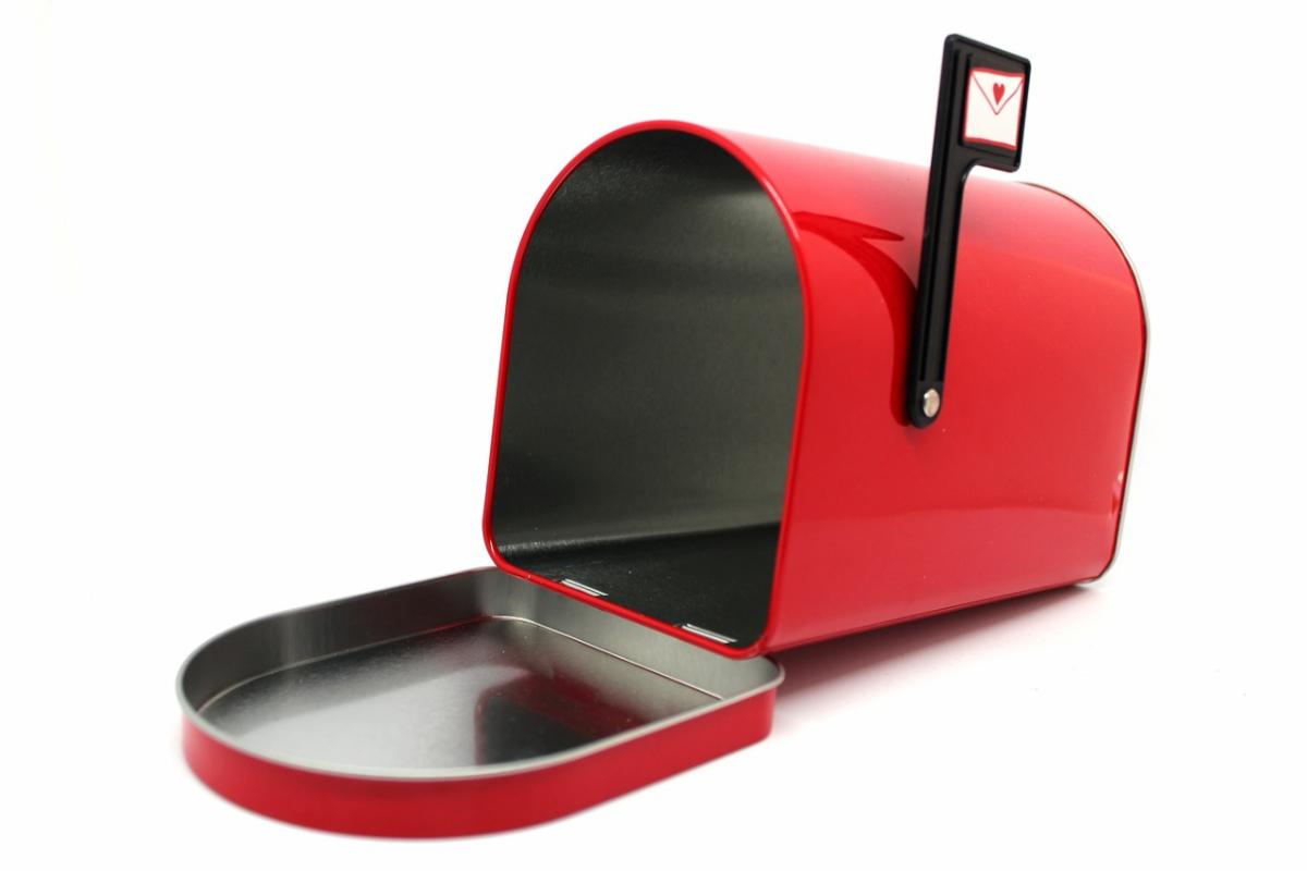 red mailbox with flag up