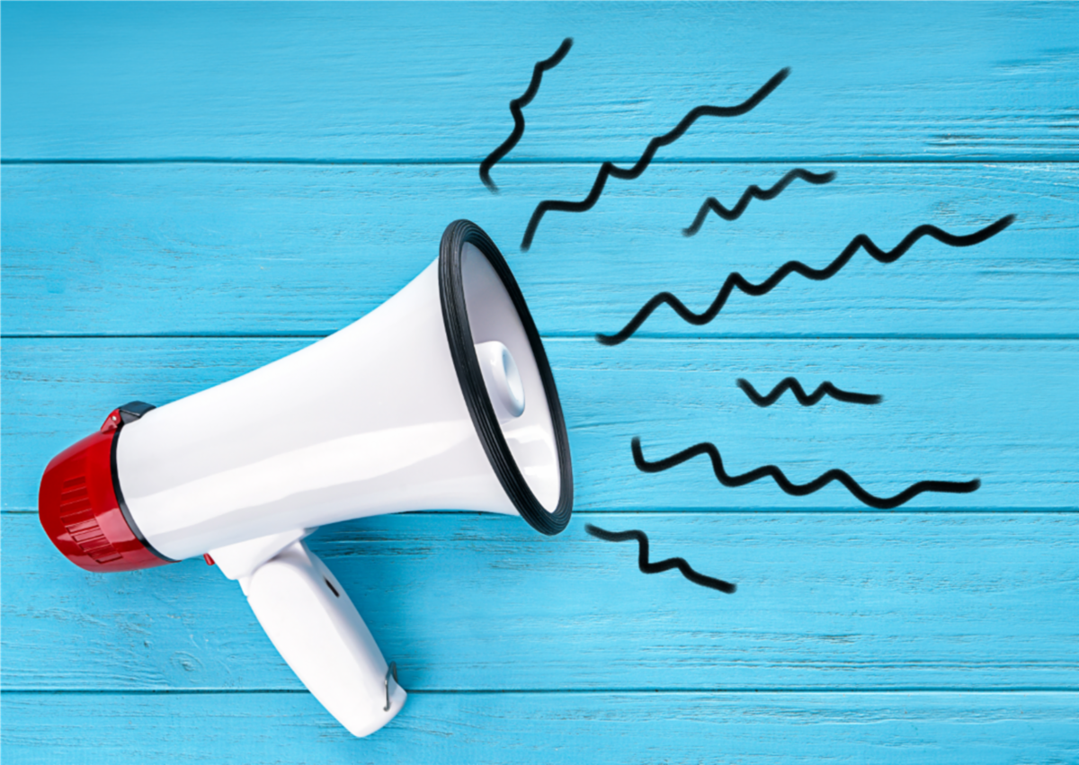 megaphone with blue background