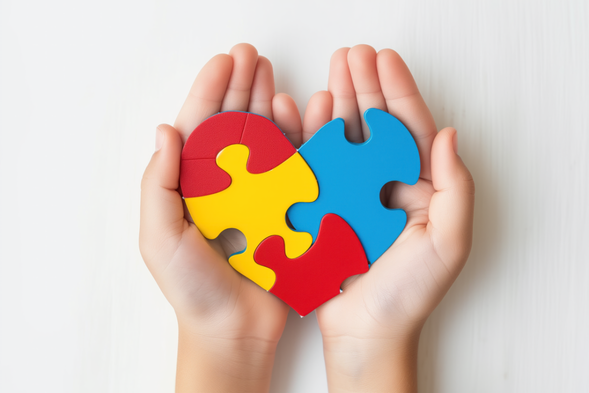 person holding multicolored heart puzzle in both hands