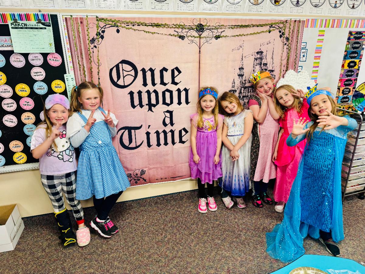 Students celebrating their fairy tales unit. 