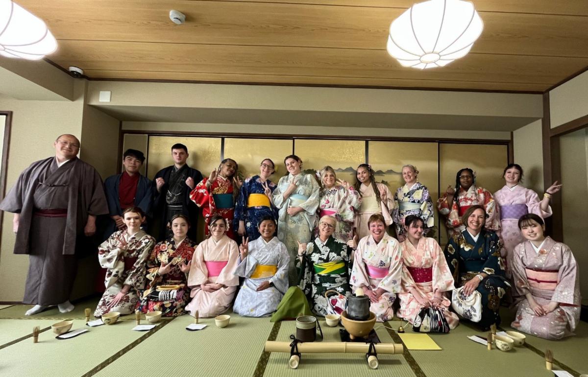 Students dressed in kimonos