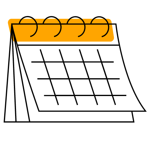 Calendar with rings on top