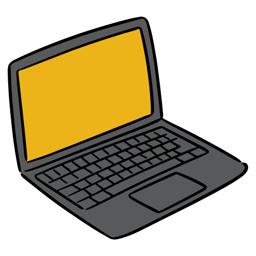Gray laptop with yellow screen