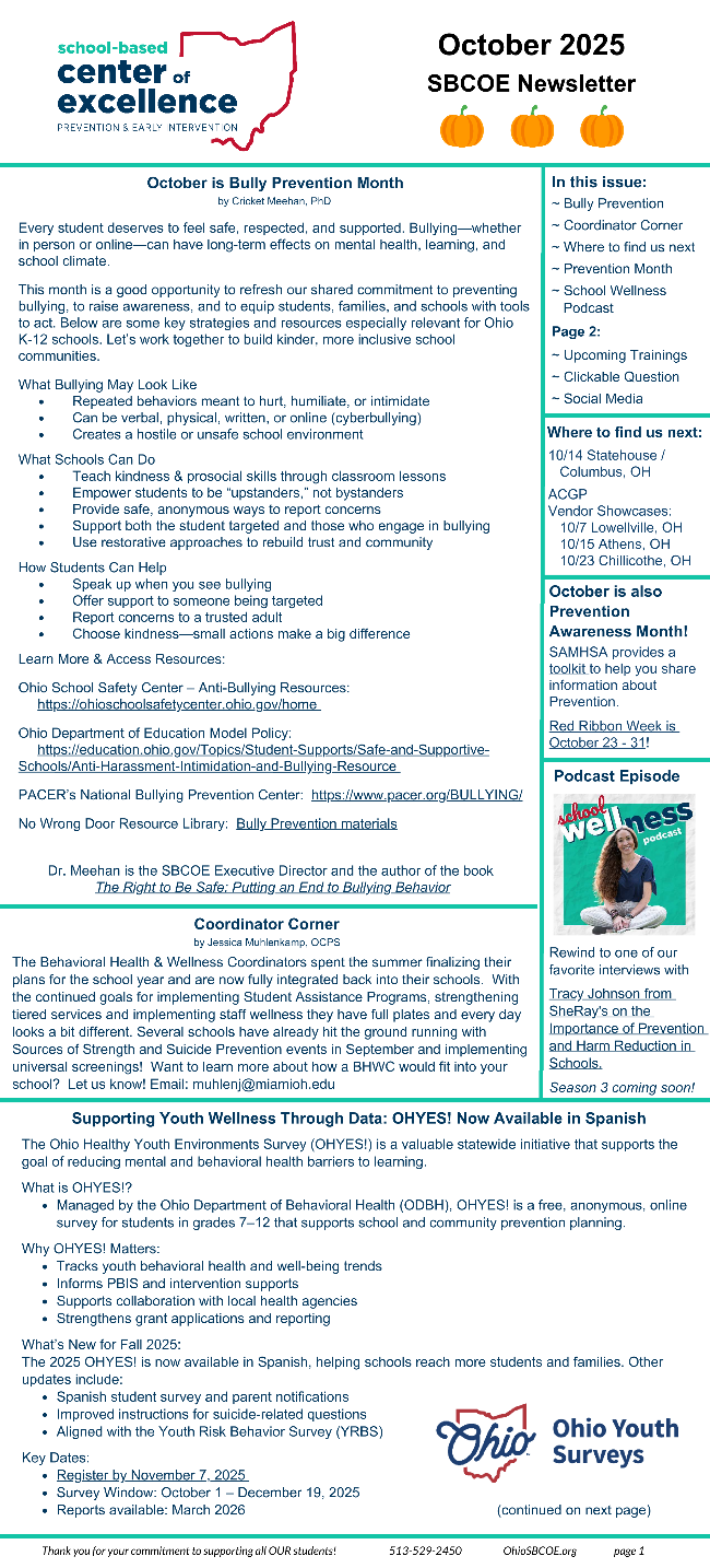 SBCOE October Newsletter