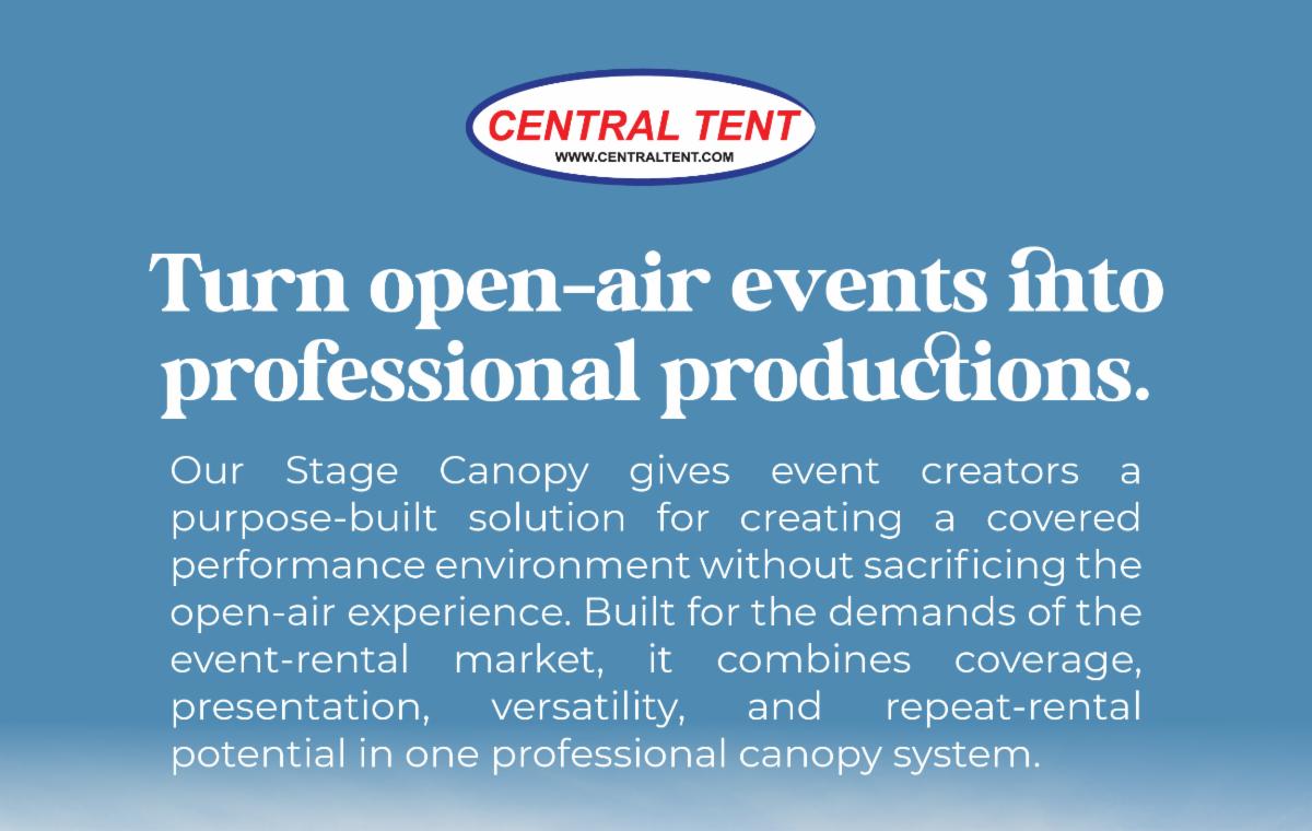 Our Stage Canopy gives rental companies a purpose-built solution for creating a covered performance environment without sacrificing the open-air experience. Built for the demands of the event-rental market, it combines coverage, presentation, versatility, and repeat-rental potential in one professional canopy system.