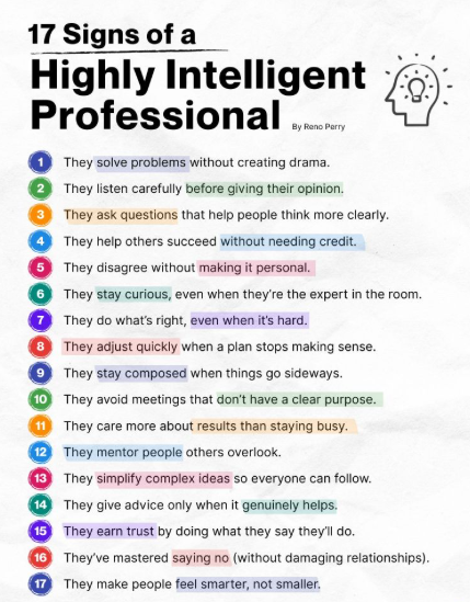 Signs of a highly intelligent professional