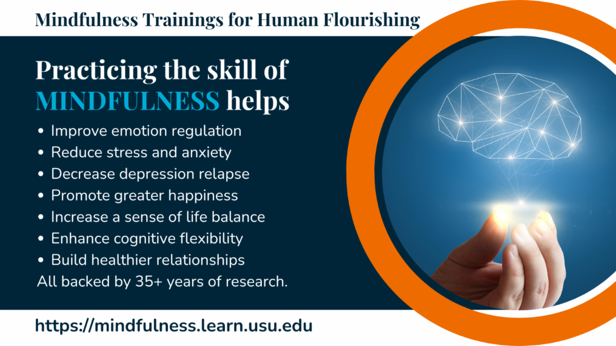 Practicing the skill of mindfulness helps improve emotion regulation, reduce stress and anxiety, decrease depression relapse, promote greater happiness, increase a sense of life balance, enhance congitive flexibility, built healthier relationships, all backed by 35+ years of research. 