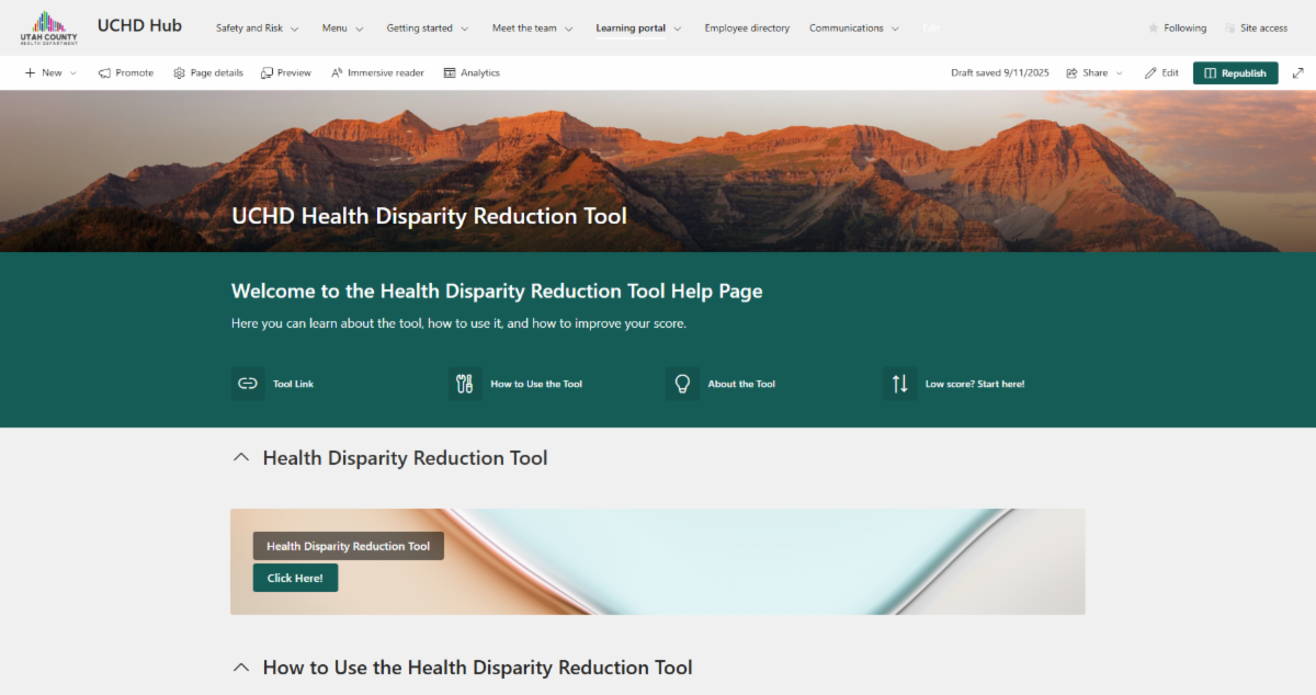Health Disparity Reduction Tool screenshot
