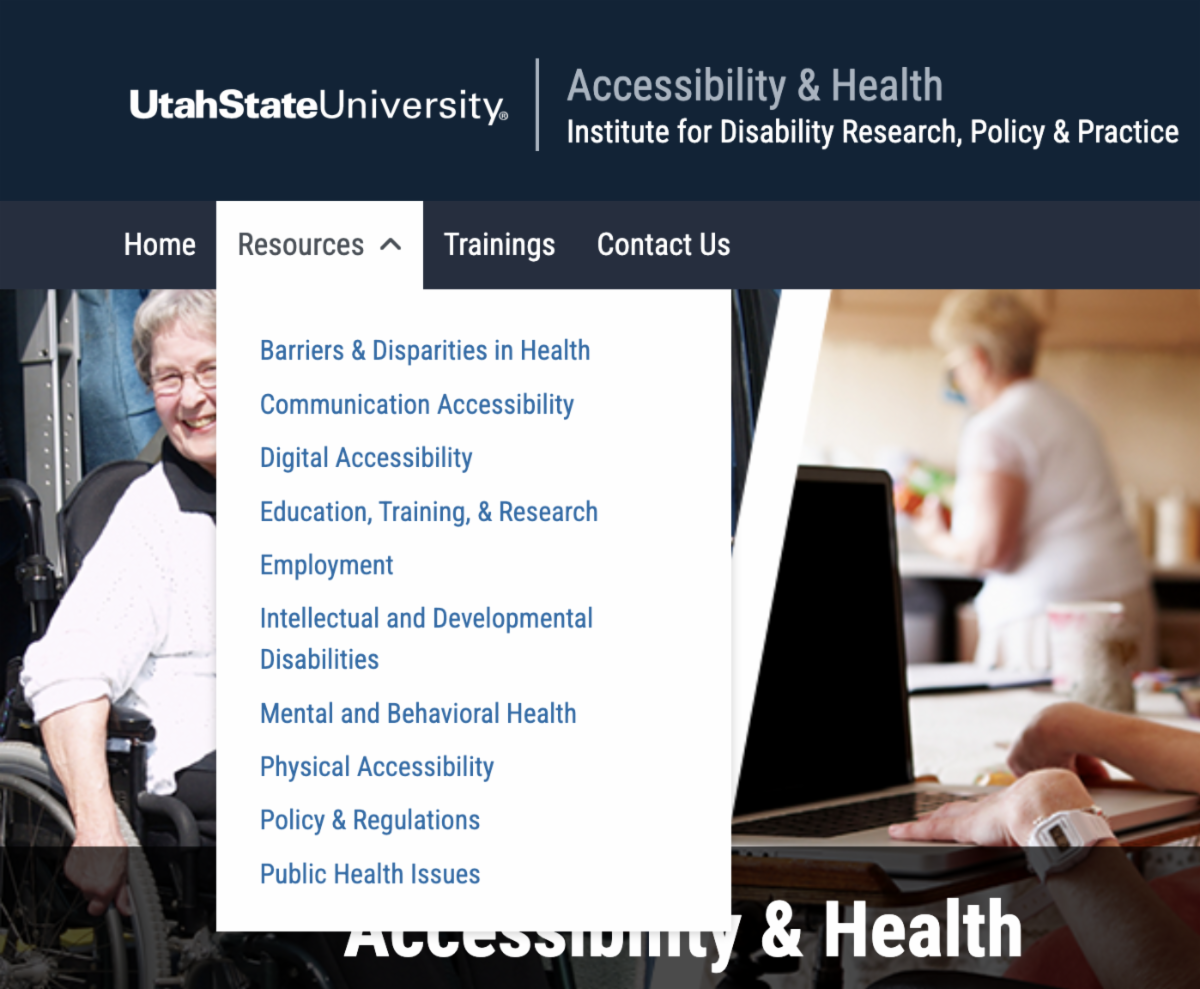 Accessibility & Health Resources tab preview from website