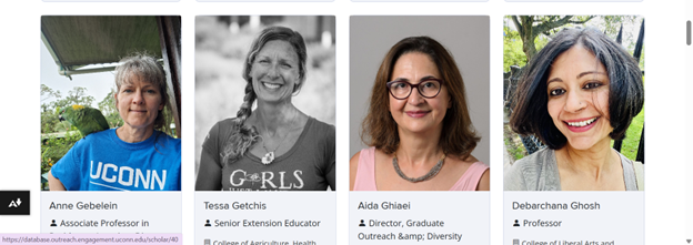 Picture of four female professors in the database