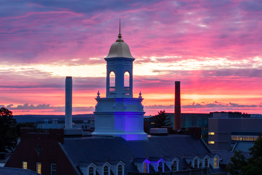 The sun sets on the UConn campus in Storrs on Monday, Sept. 1, 2025. (Sydney Herdle/UConn Photo)