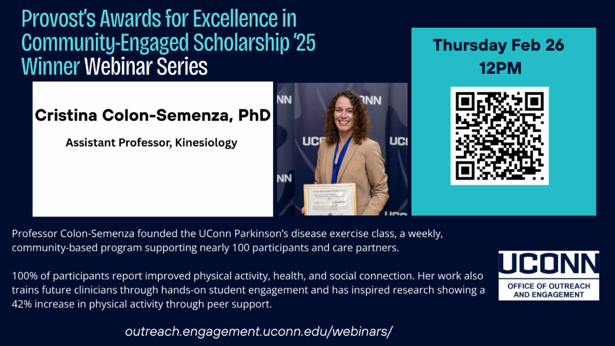 Flyer of the webinar for Cristina Colon Semenza