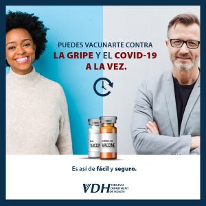 Puedes vacunarte contra la gripe y el COVID-19 a la vez. Es asi de fácil y seguro.